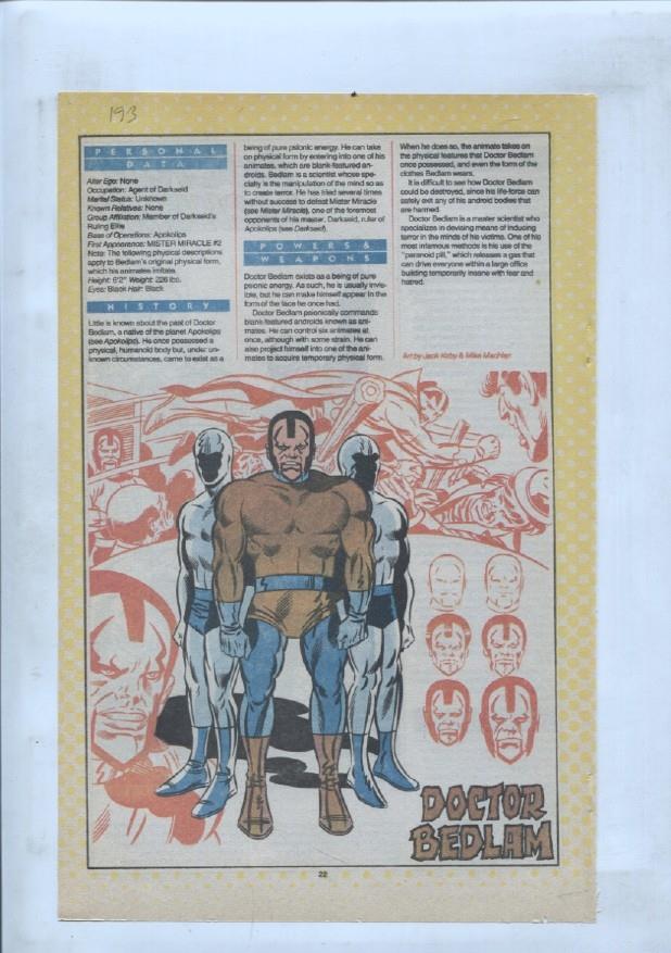 Ficha personaje DC Comics numero 193: Doctor Bedlam + Doctor Alchemy