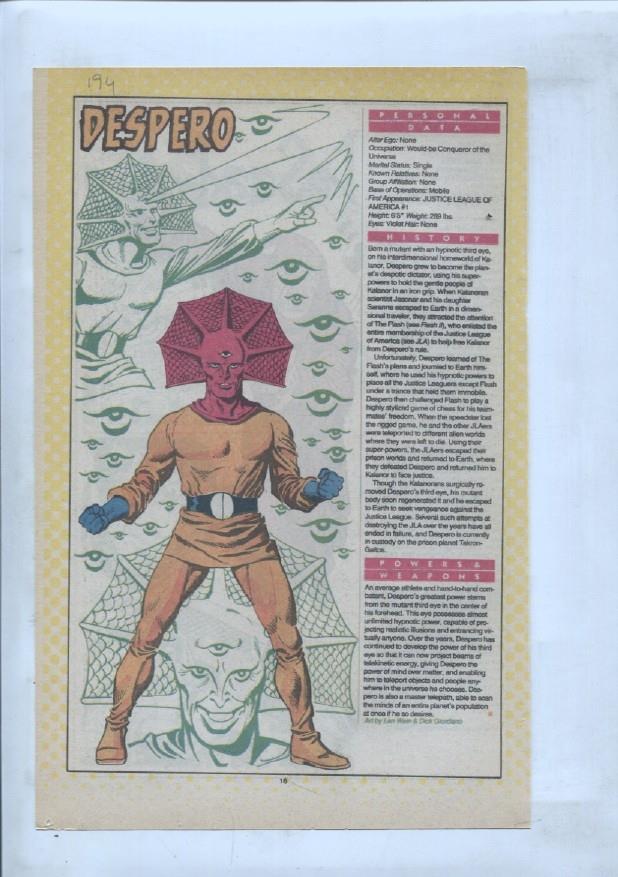 Ficha personaje DC Comics numero 194: Despero + Desaad