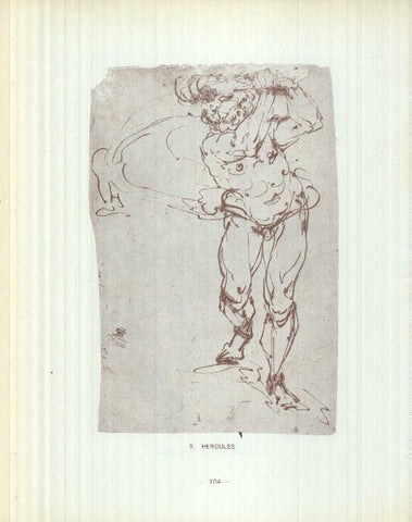 Dibujos de los siglos XVI y XVII: 8/9: Fragmento del juicio final + Hercules 