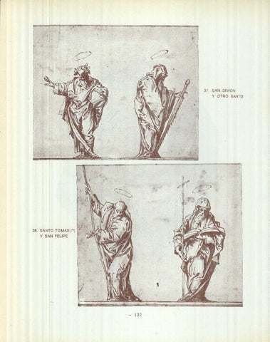 Dibujos de los siglos XVI y XVII: 36/37/38: Cabeza San Pedro ? + San Simon+Santo Tomas+San Felipe+otro santo
