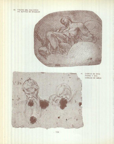 Dibujos de los siglos XVI y XVII: 39/40/41: Figura del Salvador + Figura Salvador + Cabeza de Dios