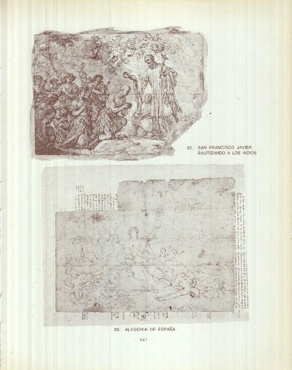 Dibujos de los siglos XVI y XVII: 52/53/54: San Francisco Javier bautizando + Alegoria de España + San Sebastian