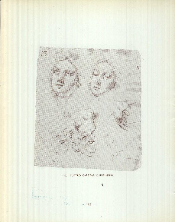 Dibujos de los siglos XVI y XVII: 112: Cuatro cabezas y una mano + angelito