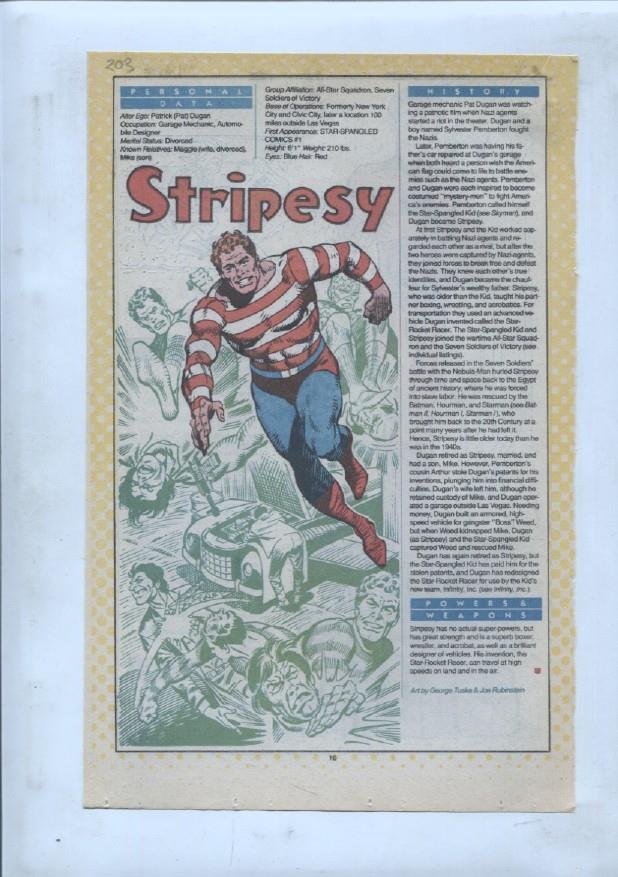 Ficha personaje DC Comics numero 203: Stripesy + Stone Boy
