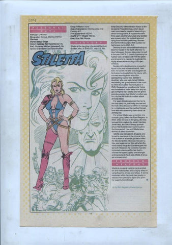 Ficha personaje DC Comics numero 204: Stiletta + Sterling Silversmith