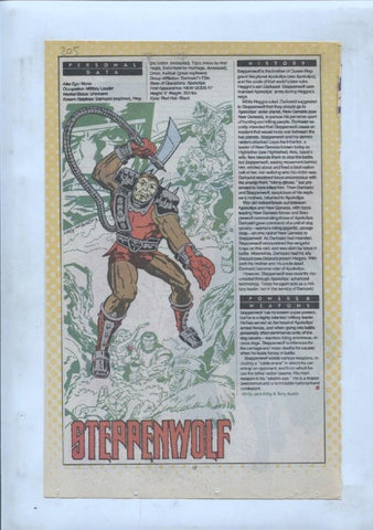 Ficha personaje DC Comics numero 205: Steppenwolf + Steelclaw