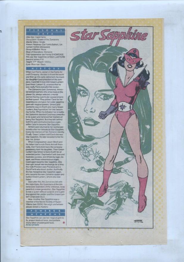Ficha personaje DC Comics numero 206: Steel + Star Sapphine