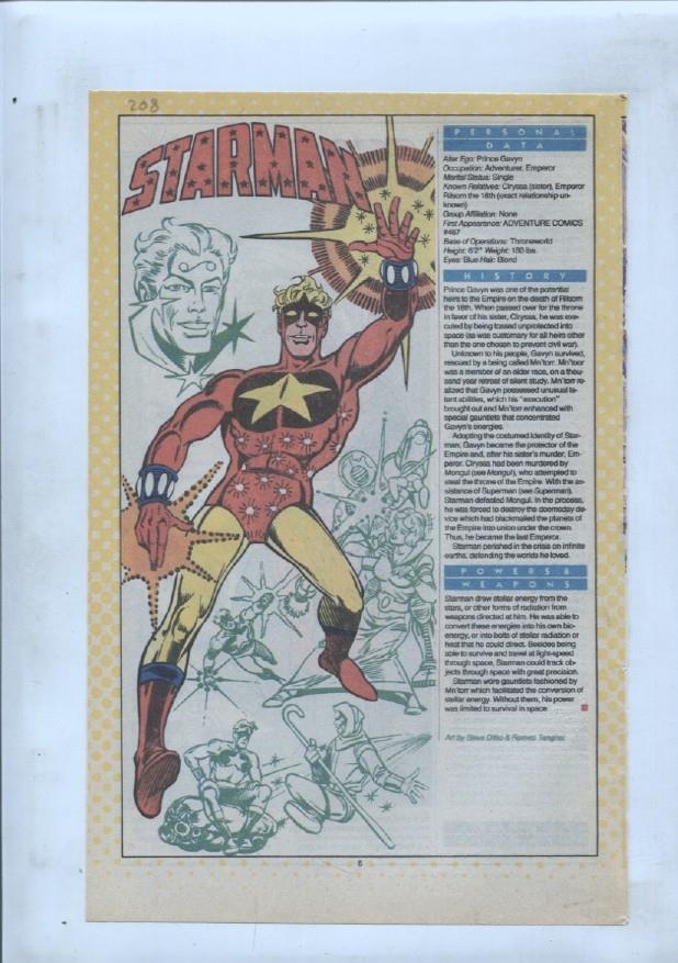 Ficha personaje DC Comics numero 208: Starman + Starman