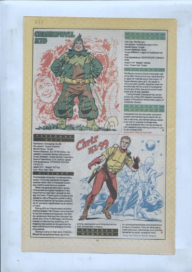 Ficha personaje DC Comics numero 211: Chlorophyll Kid + Chris KL-99 + The Chief