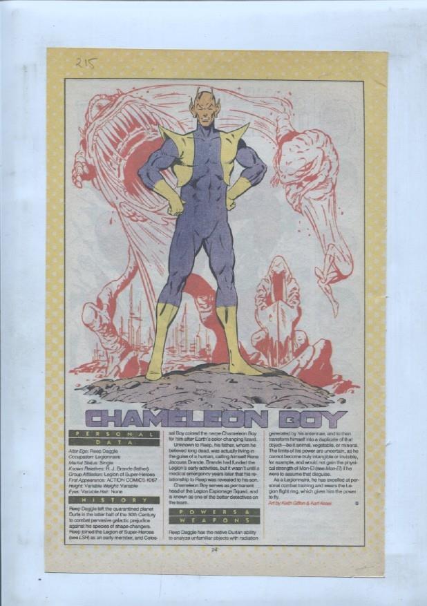 Ficha personaje DC Comics numero 215: Chameleon Boy + Challengers of the Unknown