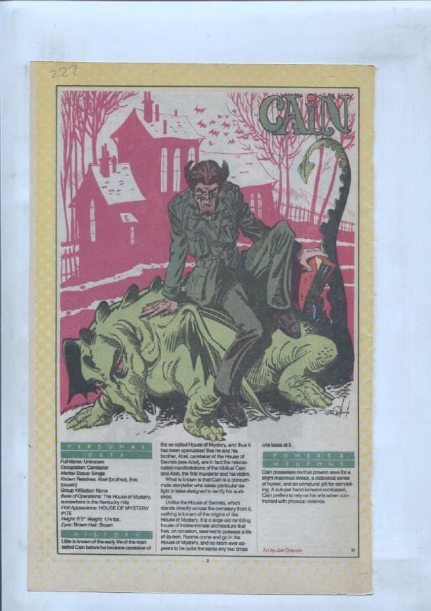 Ficha personaje DC Comics numero 222: Cain + The Cadre
