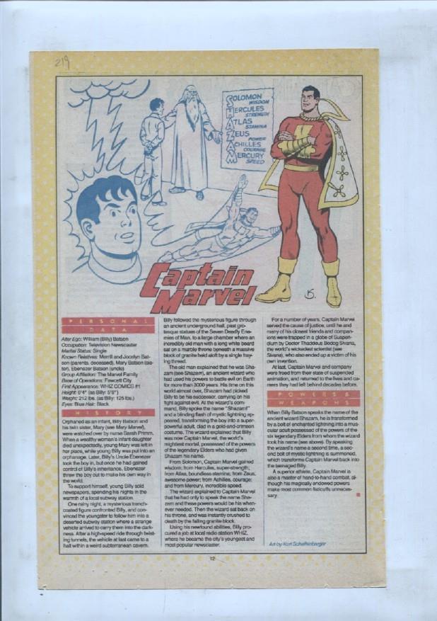 Ficha personaje DC Comics numero 219: Captain Marvel + Captain Compass + Captain Fear