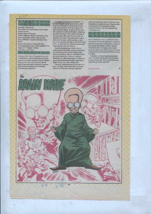 Ficha personaje DC Comics numero 227: The Brain Wave + Brain Storm