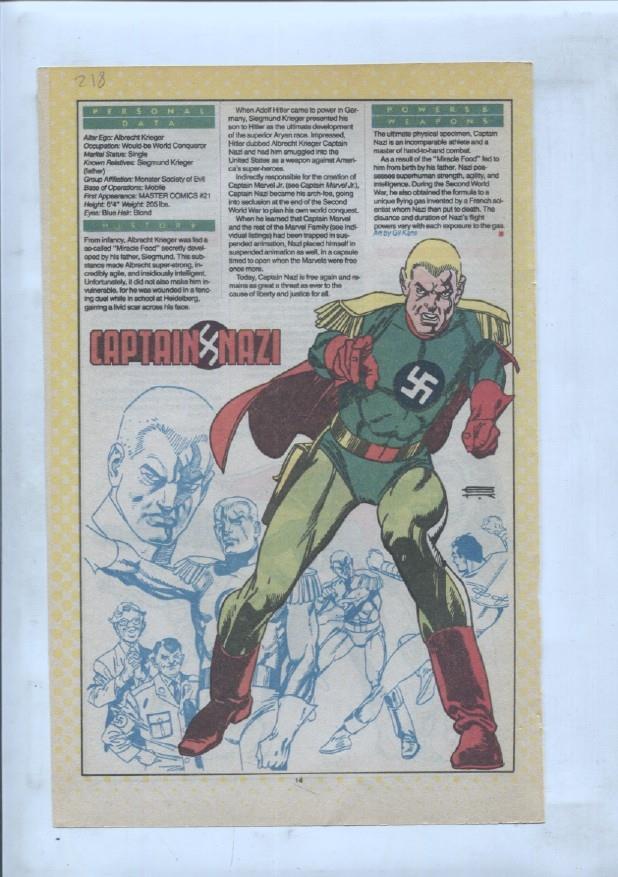 Ficha personaje DC Comics numero 218: Captain Nazi + Captain Marvel Jr.