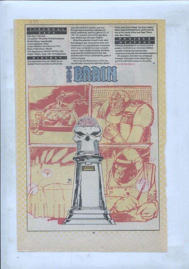 Ficha personaje DC Comics numero 229: The Brain + Boy Commandos