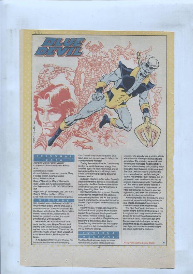 Ficha personaje DC Comics numero 231: Blue Devil + Blue Beetle