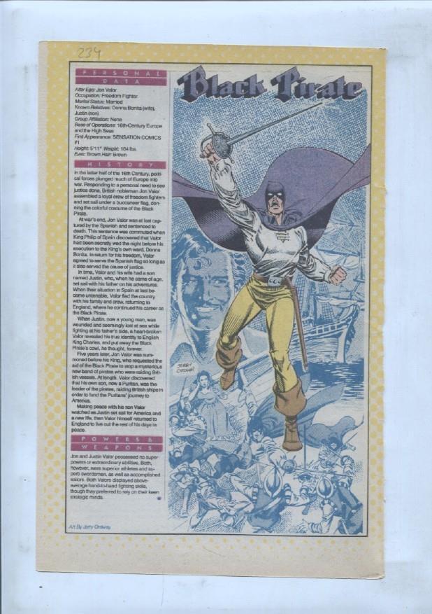 Ficha personaje DC Comics numero 234: Black Pirate + Black Orchid