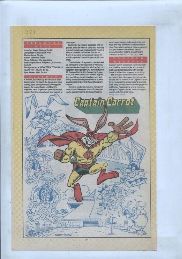 Ficha personaje DC Comics numero 221: Captain Carrot + Captain Boomerang