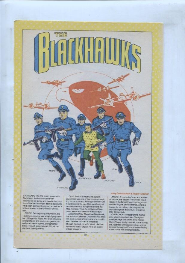 Ficha personaje DC Comics numero 236: The Blackhawks + Blackwak Plane + Island