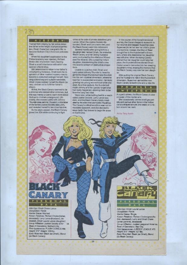 Ficha personaje DC Comics numero 239: Black Canary + Blackbriar Thorn 