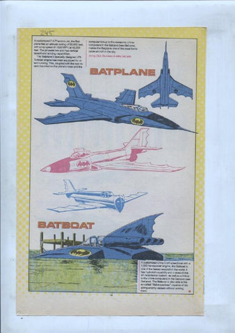 Ficha personaje DC Comics numero 245: Batplane + Batboat + Batman's utility Belt + Batmobile