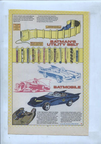 Ficha personaje DC Comics numero 245: Batplane + Batboat + Batman's utility Belt + Batmobile