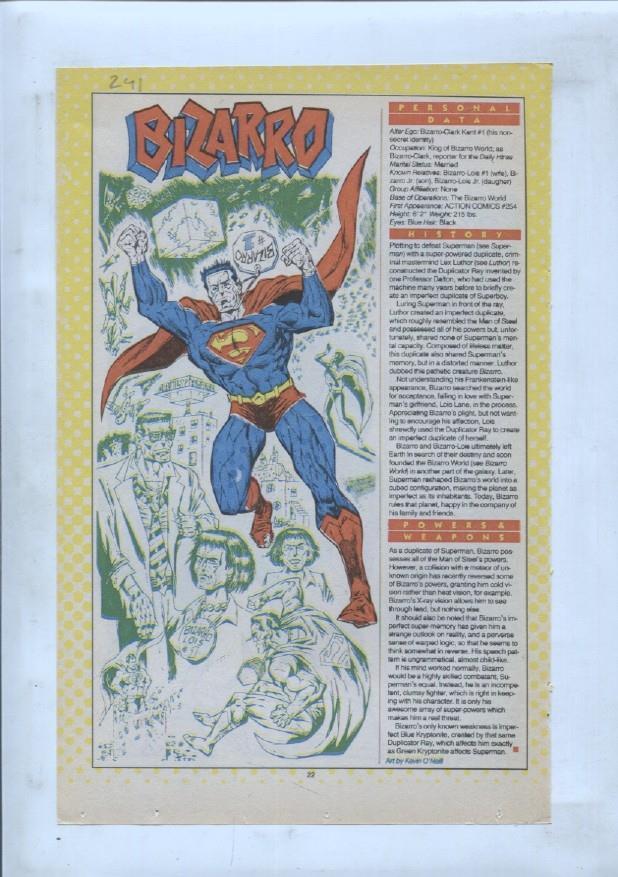 Ficha personaje DC Comics numero 241: Bizarro + Big Sir