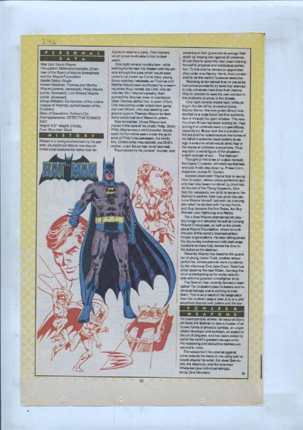 Ficha personaje DC Comics numero 246: Batman + Batman