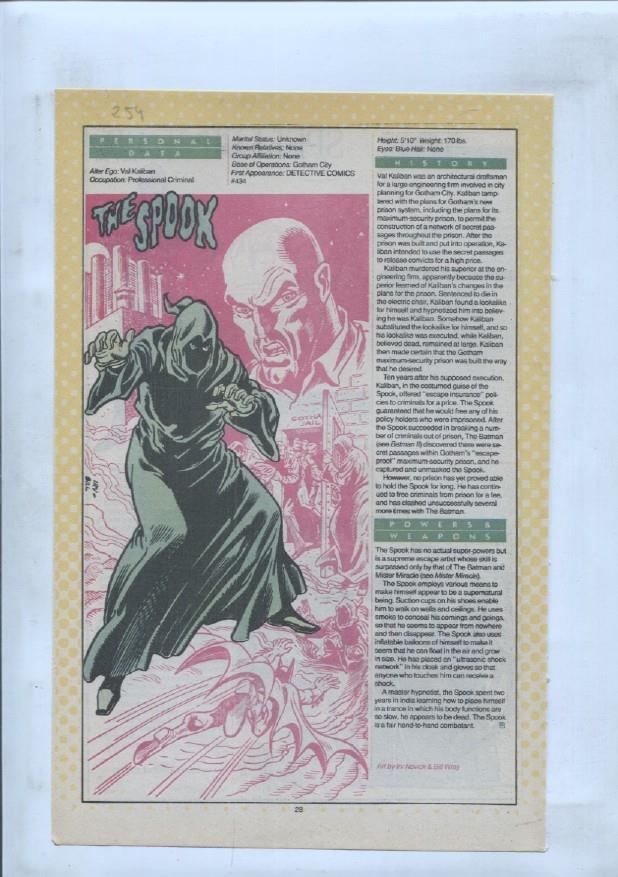 Ficha personaje DC Comics numero 254: The Spook + Spellbinder + Spider Guild