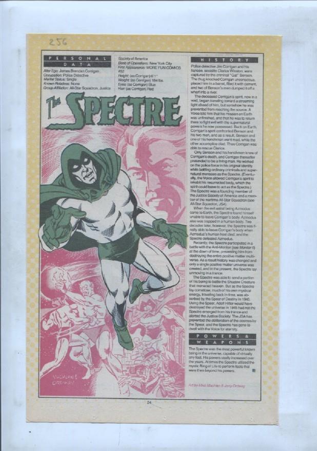 Ficha personaje DC Comics numero 256: The Spectre + The Spawn of Frankenstein 