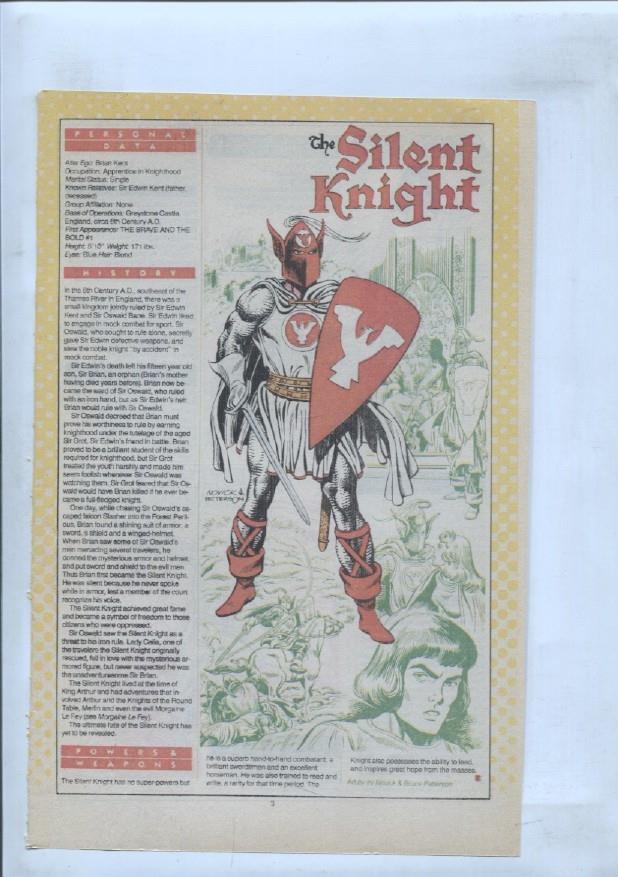 Ficha personaje DC Comics numero 264: Silver Deer + Silver Ghost +  The Silent Knight