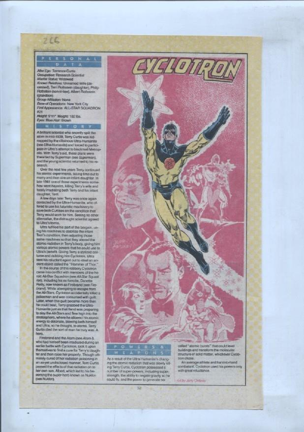 Ficha personaje DC Comics numero 266: Cyclotron + Cyborg