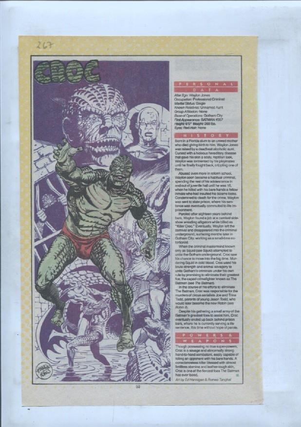 Ficha personaje DC Comics numero 267: Croc + The Crimson Avenger