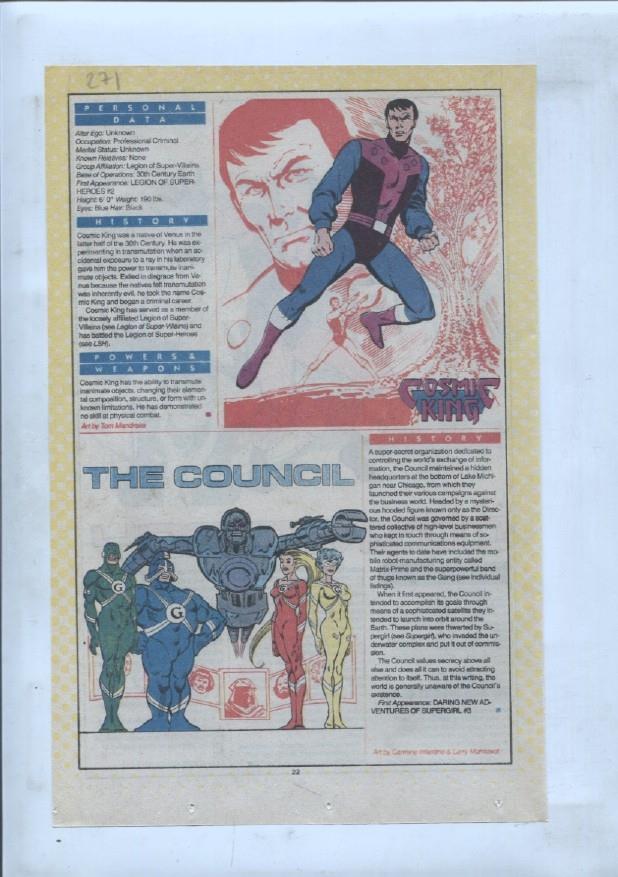 Ficha personaje DC Comics numero 271: Cosmic King + The Council + Cosmic Boy