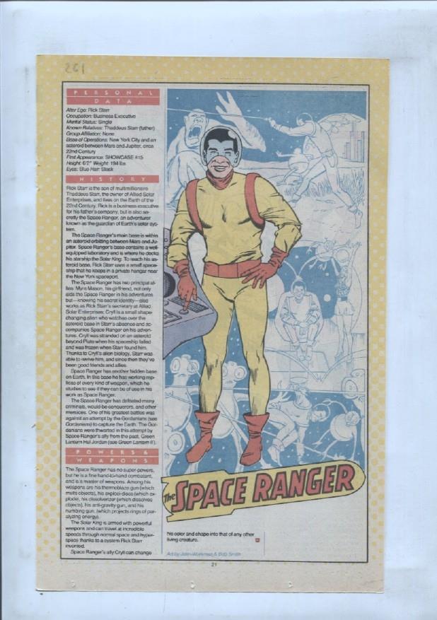 Ficha personaje DC Comics numero 261: The Space Ranger + Spanners Galaxy