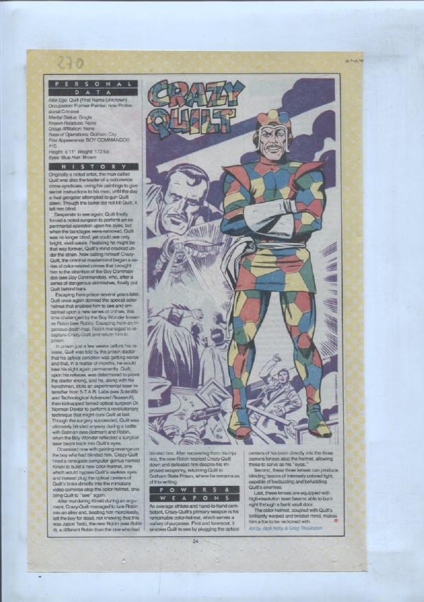 Ficha personaje DC Comics numero 270: Crazy Quilt + Count Vertigo