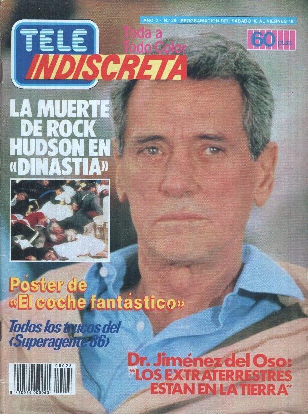 Tele Indiscreta Año 2 Num 26: (FALTA SUPLEMENTO CENTRAL PÁGINAS 41 A 44) La muerte de Rock Hudson en Dinastia