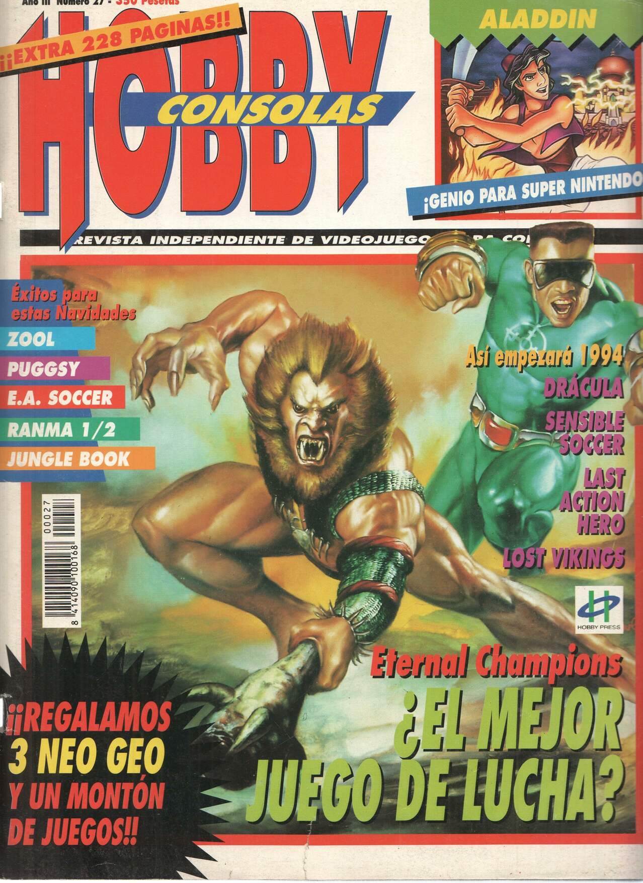 Revista: HOBBY CONSOLAS, Numero 27: ETERNAL CHAMPIONS (Hobby Press 1993)