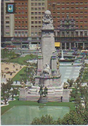 Postal E00696: Monumento a Cervantes, Madrid