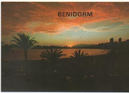 Postal E00761: puesta de Sol, Benidorm