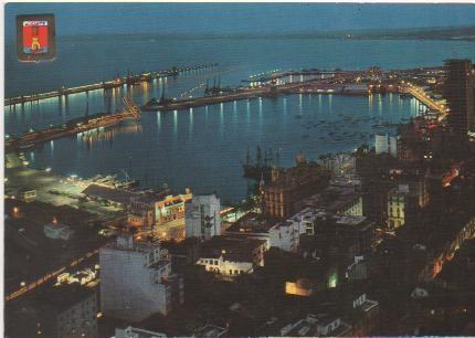 Postal E00767: Vista nocturna del puerto, Alicante