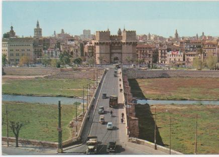 Postal E00608: Puente y torres de Serranos, Valencia