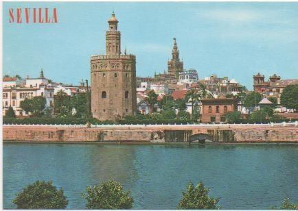 Postal E00846: Torre del Oro y Rio, Sevilla
