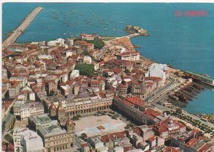 Postal E00139: Vista aérea La Coruña