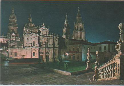 Postal E00129: Plaza Azabacheria, Santiago de Compostela