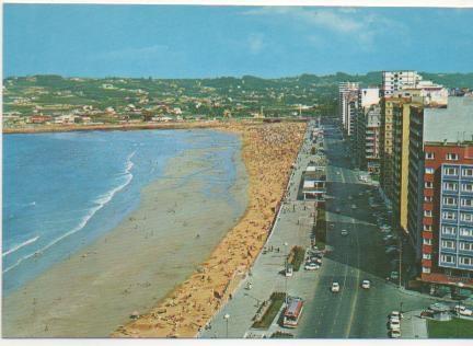 Postal E00161: Playa de san Lorenzo, Gijon