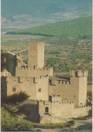Postal E00332: Vista general Castillo de Xavier, Navarra