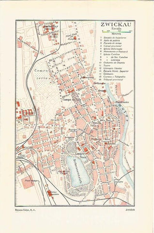 LAMINA ESPASA 37084: Plano de Zwickau, Alemania