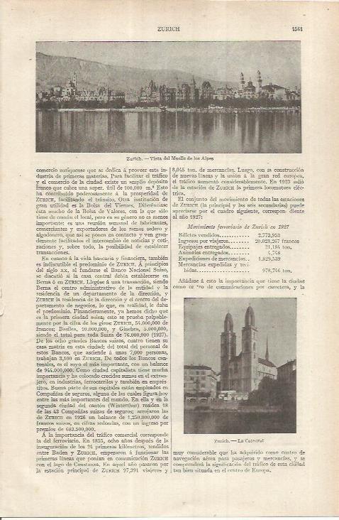 LAMINA ESPASA 37082: Muelle de los Alpes en Zurich, Suiza