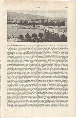 LAMINA ESPASA 37080: Vista parcial de Zurich, Suiza